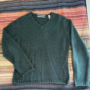 Vintage Amanda Smith Chenille Forest Green V-Neck Sweater